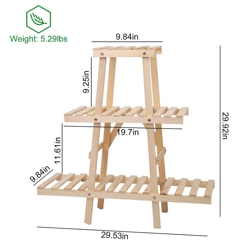 3-Tier Potted Flower Shelf Multi-tier Flower Pot Rack Holder Triangle Ladder Garden & Patio - DailySale