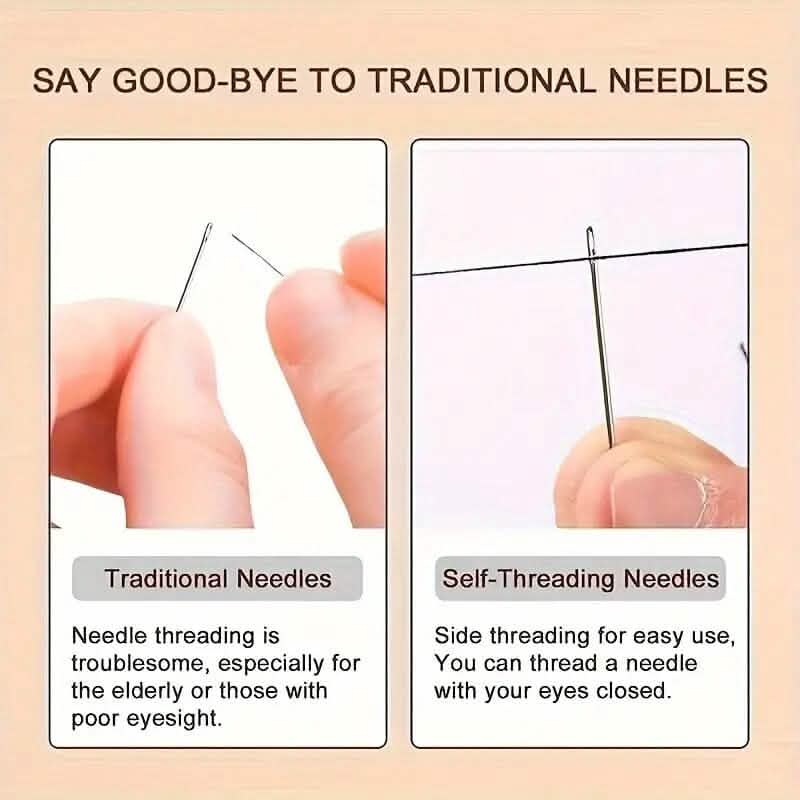 30-Pieces: Self-Threading Random Sizes Needles with Wooden Storage Tube Arts & Crafts - DailySale