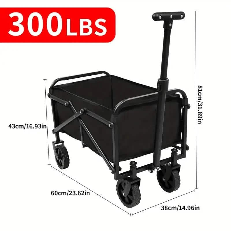 300Lbs Folding Wagon Cart, Heavy Duty Utility Portable Foldable Outdoor Beach Garden Cart with 360°All Terrain Wheels Sports & Outdoors - DailySale