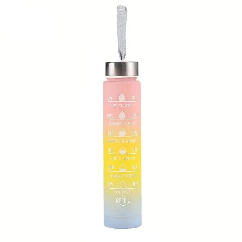 300ml Gradient Color Frosted Water Bottle With Straw Sports & Outdoors - DailySale
