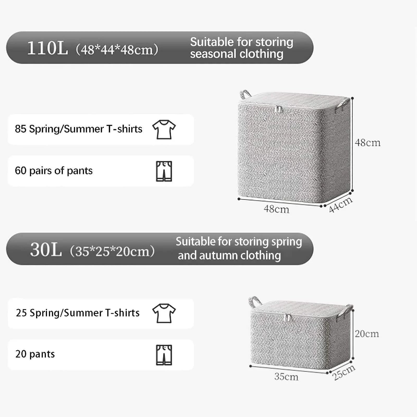 30L Foldable Fabric Clothes Storage Organizer Bag with Reinforced Handle Closet & Storage - DailySale