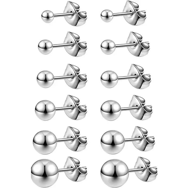 316L Medical Stainless Steel Hypoallergenic Ball Shaped Stud Earrings Earrings - DailySale