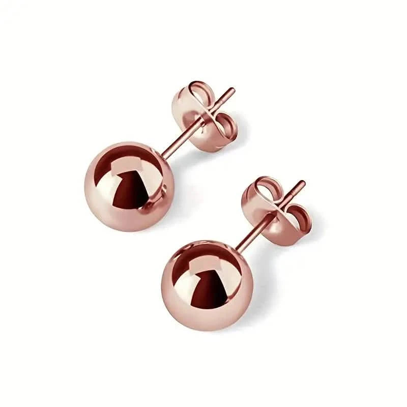 316L Medical Stainless Steel Hypoallergenic Ball Shaped Stud Earrings Earrings Rose Gold 3mm - DailySale