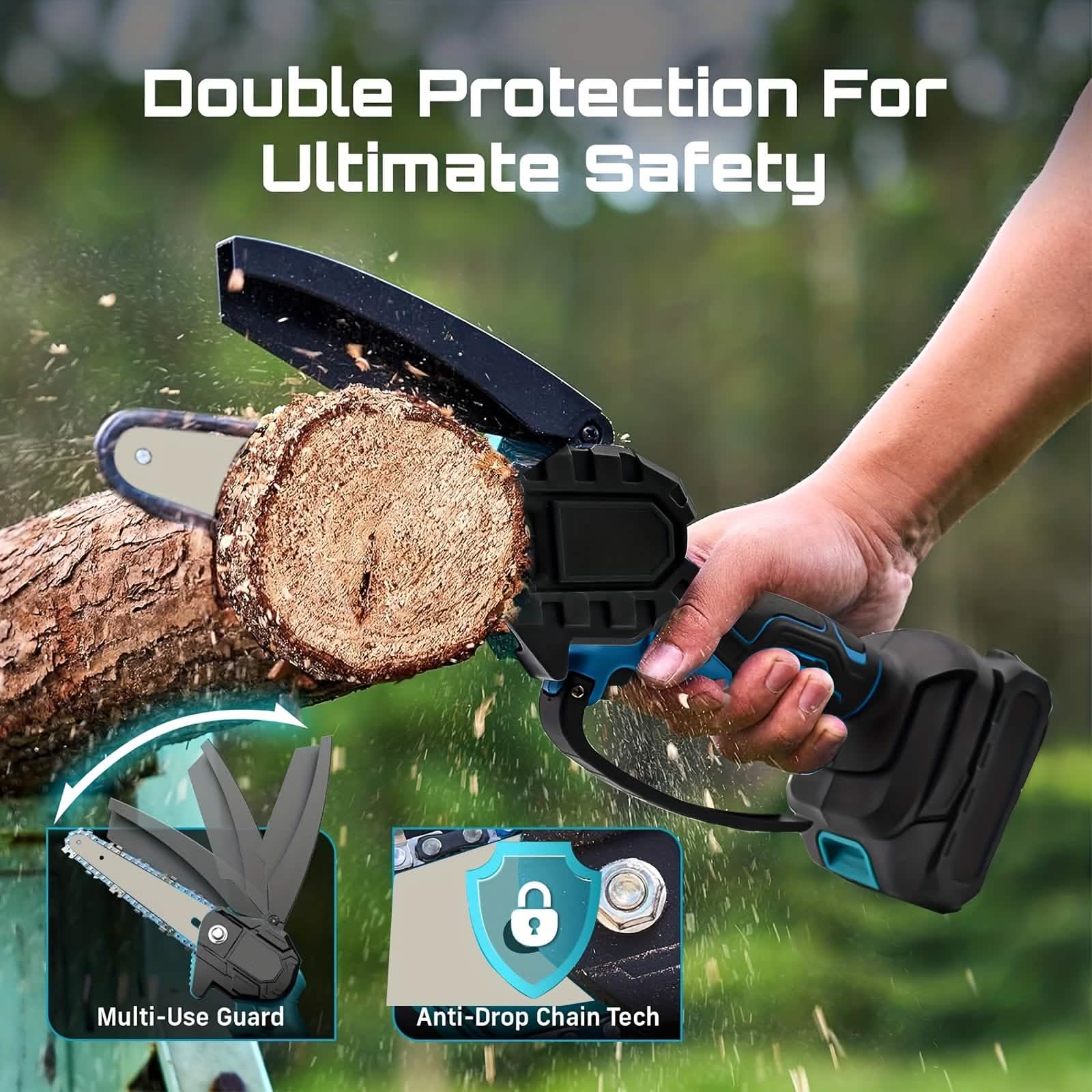 6-inch Cordless Mini Chainsaw – Handheld Electric, Lightweight, Battery-Powered