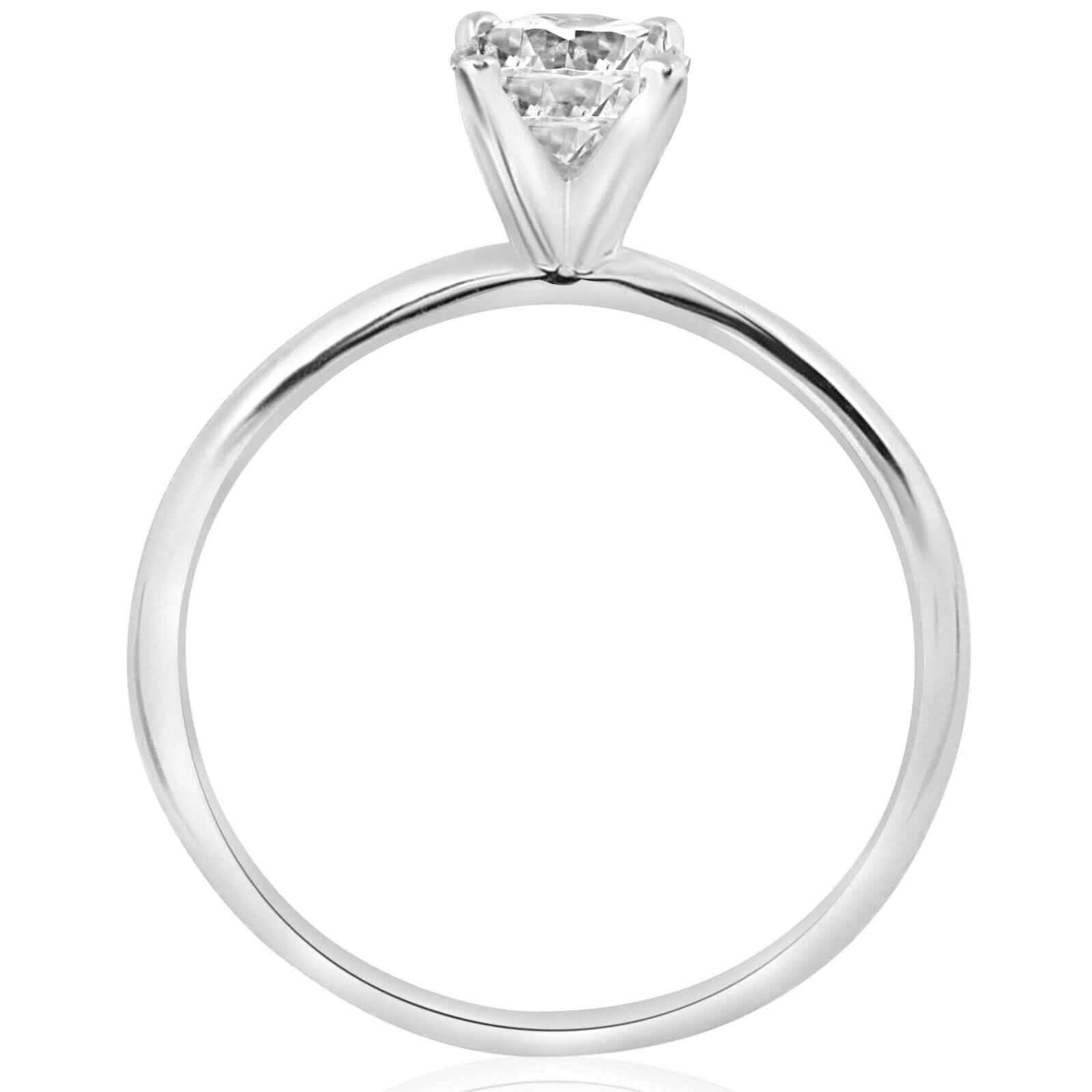 3/4 Ct Round-Cut Natural Diamond Solitaire Engagement Ring 14k White Gold Rings - DailySale