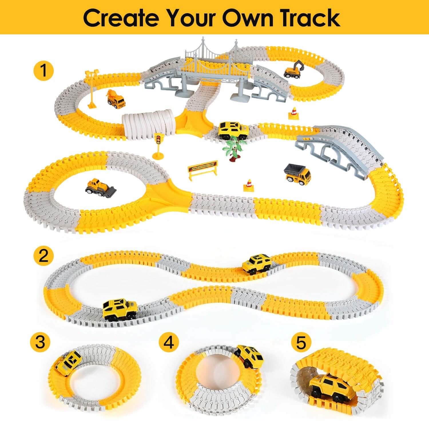 340-Piece: Construction Race Track Toy Set Toys & Games - DailySale