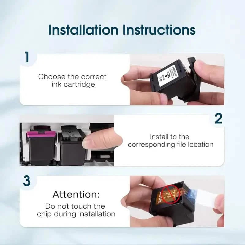 62/62XL Black & Color Ink Cartridge for HP Envy, OfficeJet & DeskJet