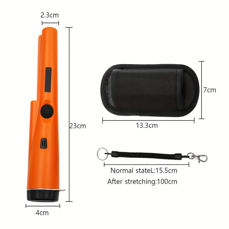360° Pinpointer Metal Detector with LED, Vibration & Holster (Orange)