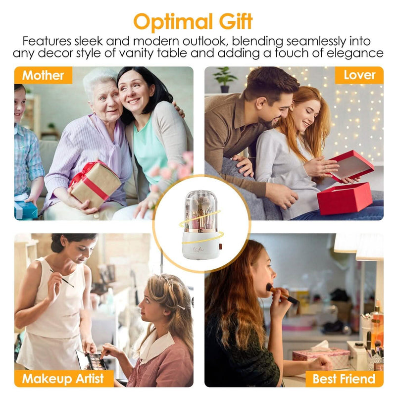 360° Rotating Makeup Brush Holder with Lid Makeup Organizer Beauty & Personal Care - DailySale