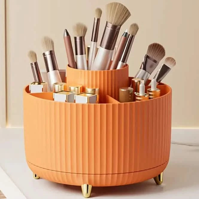 360° Rotating Makeup Organizer Holder for Brushes, Lipsticks, Skin Care & More Beauty & Personal Care Orange - DailySale