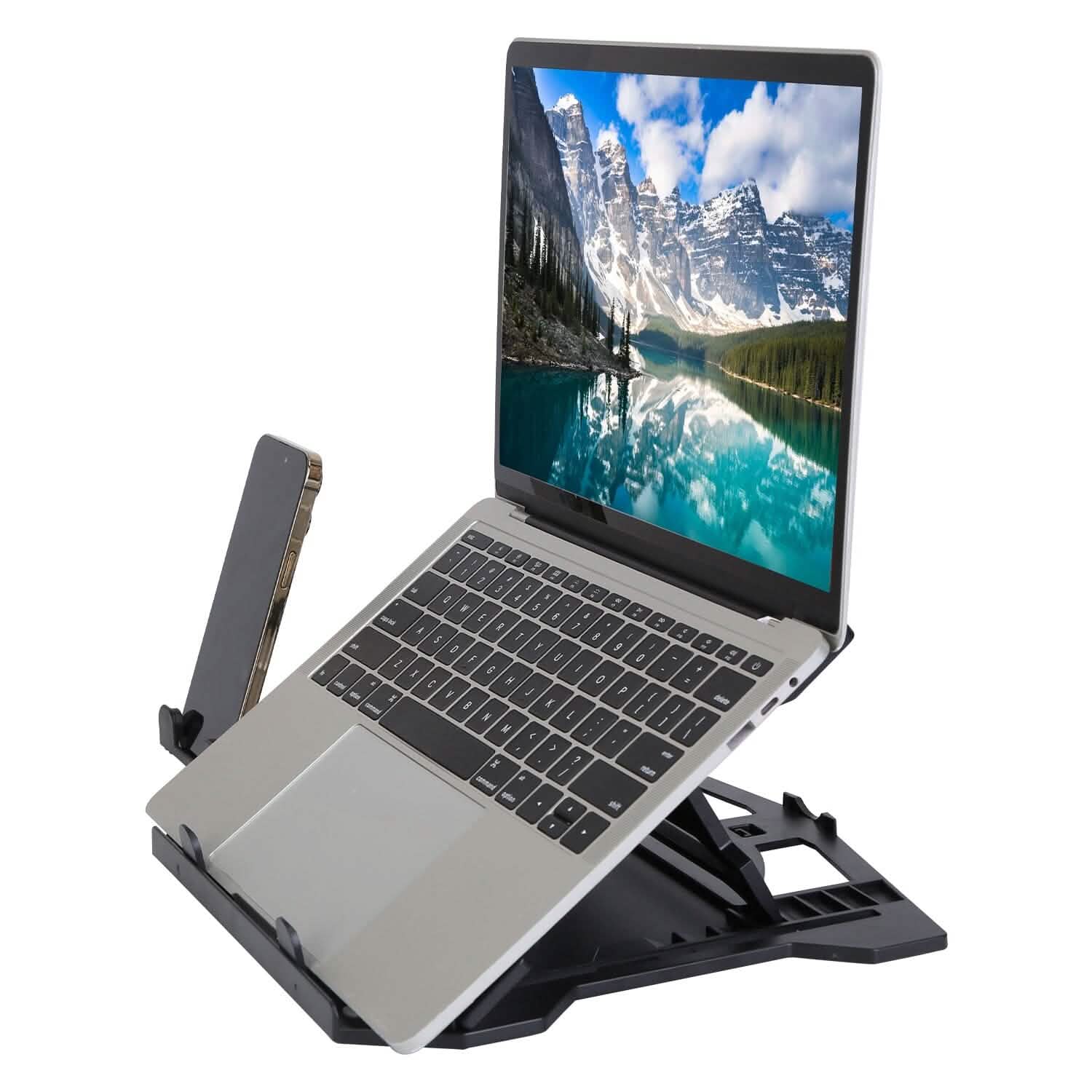 360º Rotating Laptop Riser Stand with Phone Stand 8 Level Adjustable Height Computer Accessories - DailySale