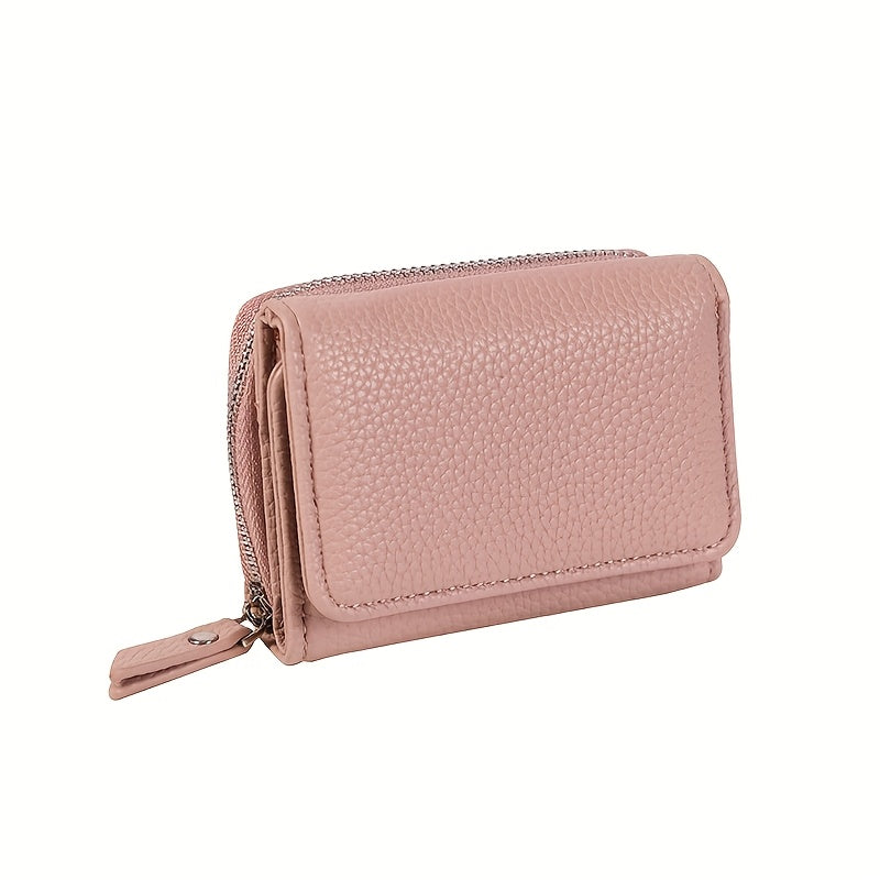 Dusty rose pebbled leather trifold wallet