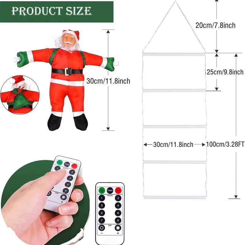 Climbing Santa LED Ladder Lights - 1m Festive Holiday Decoration for Indoor & Outdoor Use, 8 Lighting Modes, Remote Controlled