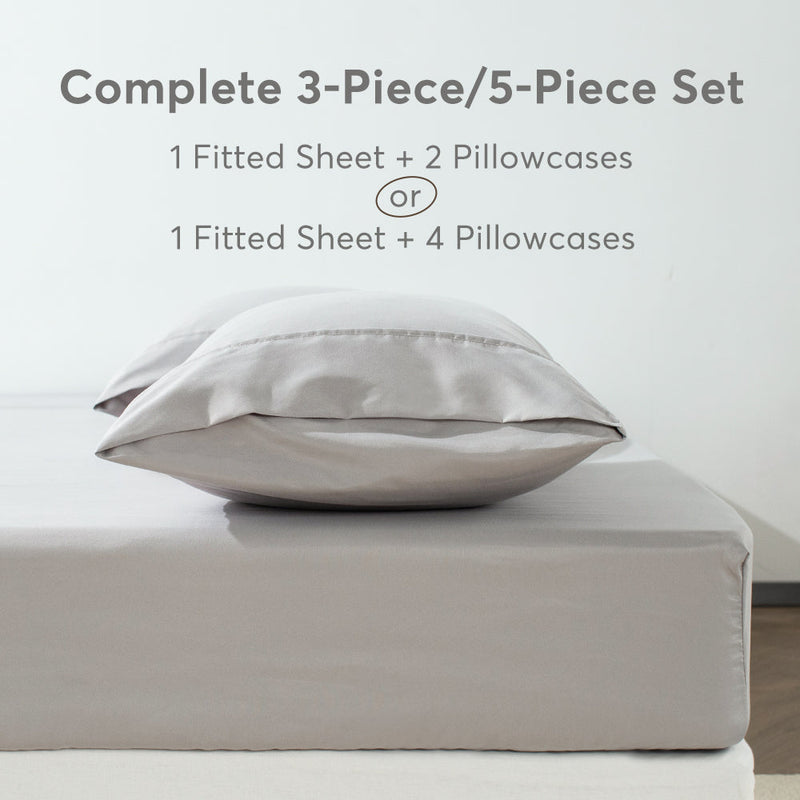 Kasentex Spring All Season Deep Pocket Fitted Sheet Set with Pillowcases, Room Decor, Graduation Gifts