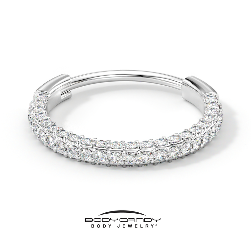 20G Implant Grade Titanium Triple Sided Micro Gem Hinged Nose Hoop