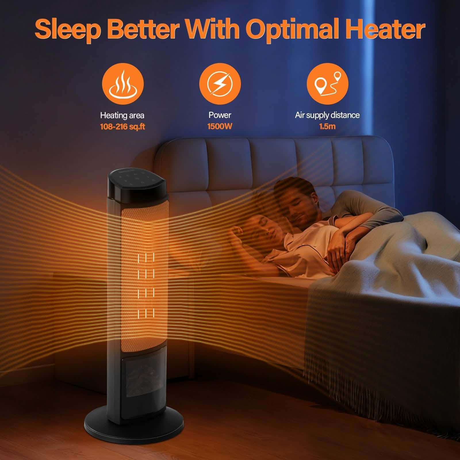 Portable Electric Space Heater with Remote & Thermostat