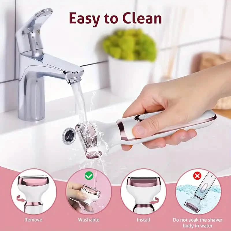 4-in-1 Silky-Smooth Electric Shaver for Women - Wet/Dry, USB Rechargeable & Portable for Full Body Use Beauty & Personal Care - DailySale