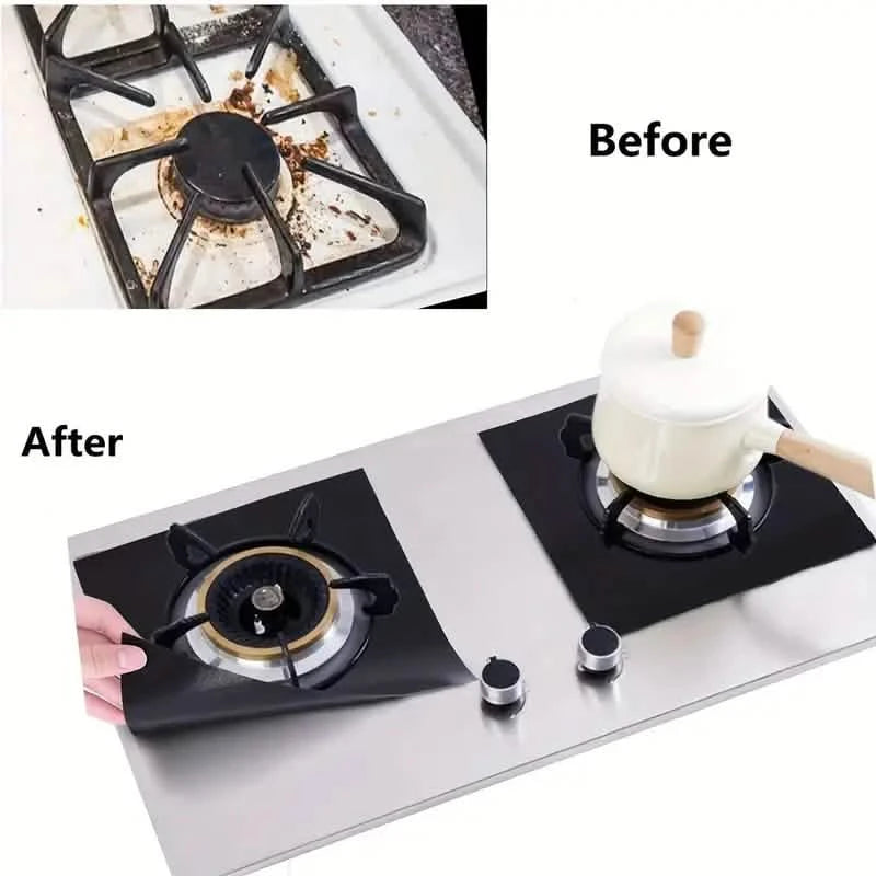 4-Pack: Gas Stove Burner Covers - Reusable Non-Stick PVC Stovetop Protector Liners Kitchen Tools & Gadgets - DailySale