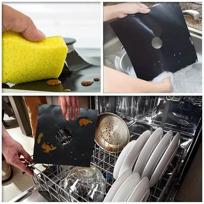 4-Pack: Gas Stove Burner Covers - Reusable Non-Stick PVC Stovetop Protector Liners Kitchen Tools & Gadgets - DailySale