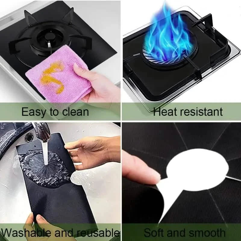 4-Pack: Gas Stove Burner Covers - Reusable Non-Stick PVC Stovetop Protector Liners Kitchen Tools & Gadgets - DailySale