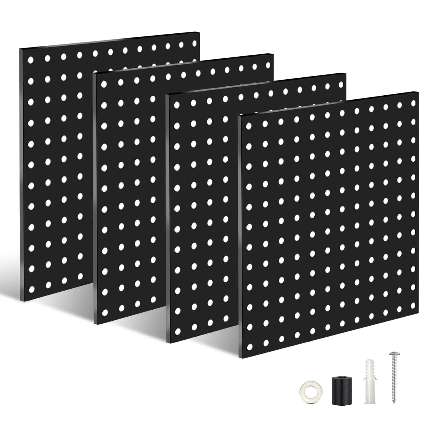 4-Pack: Metal Black Pegboard Wall Organizer with 1" Spacing 1/4" Hole Closet & Storage - DailySale