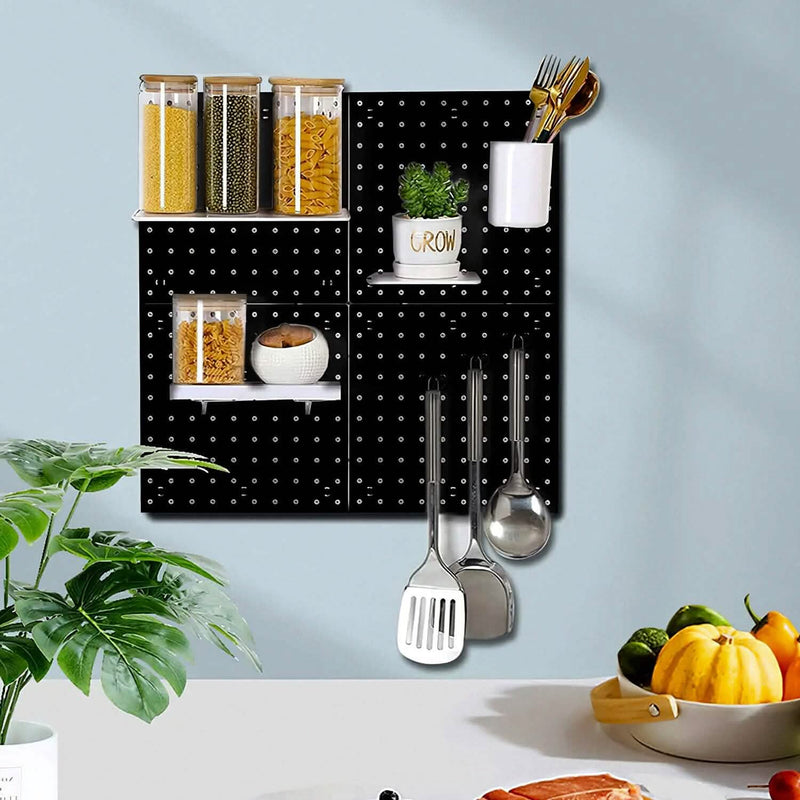 4-Pack: Metal Black Pegboard Wall Organizer with 1" Spacing 1/4" Hole Closet & Storage - DailySale