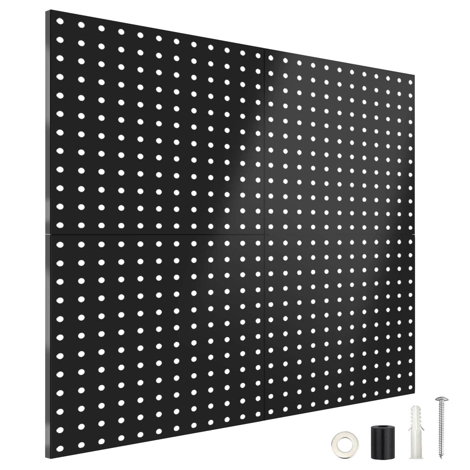 4-Pack: Metal Black Pegboard Wall Organizer with 1" Spacing 1/4" Hole Closet & Storage - DailySale