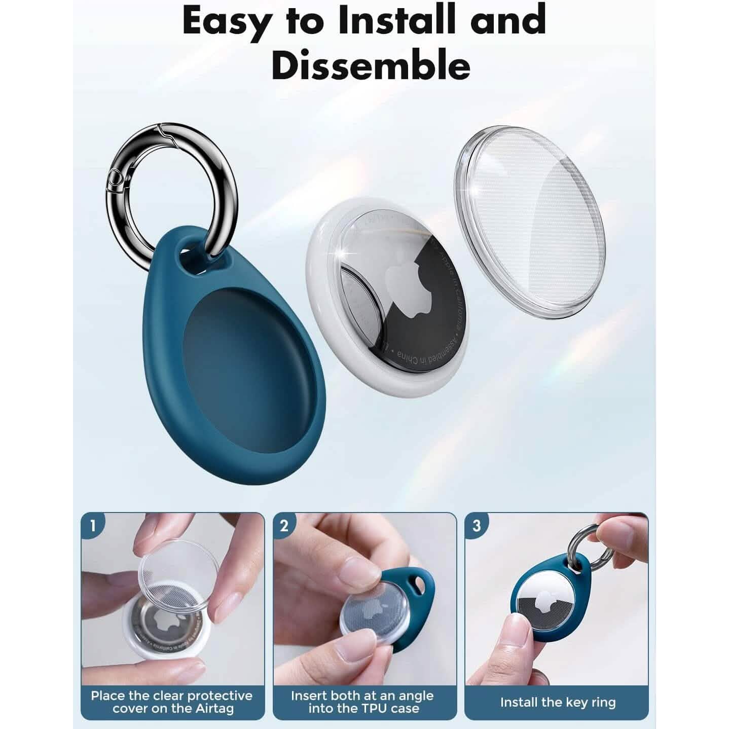 4-Pack: UNBREAKcable Apple AirTag Holder with All Metal Keychain Key Ring Clip Mobile Accessories - DailySale