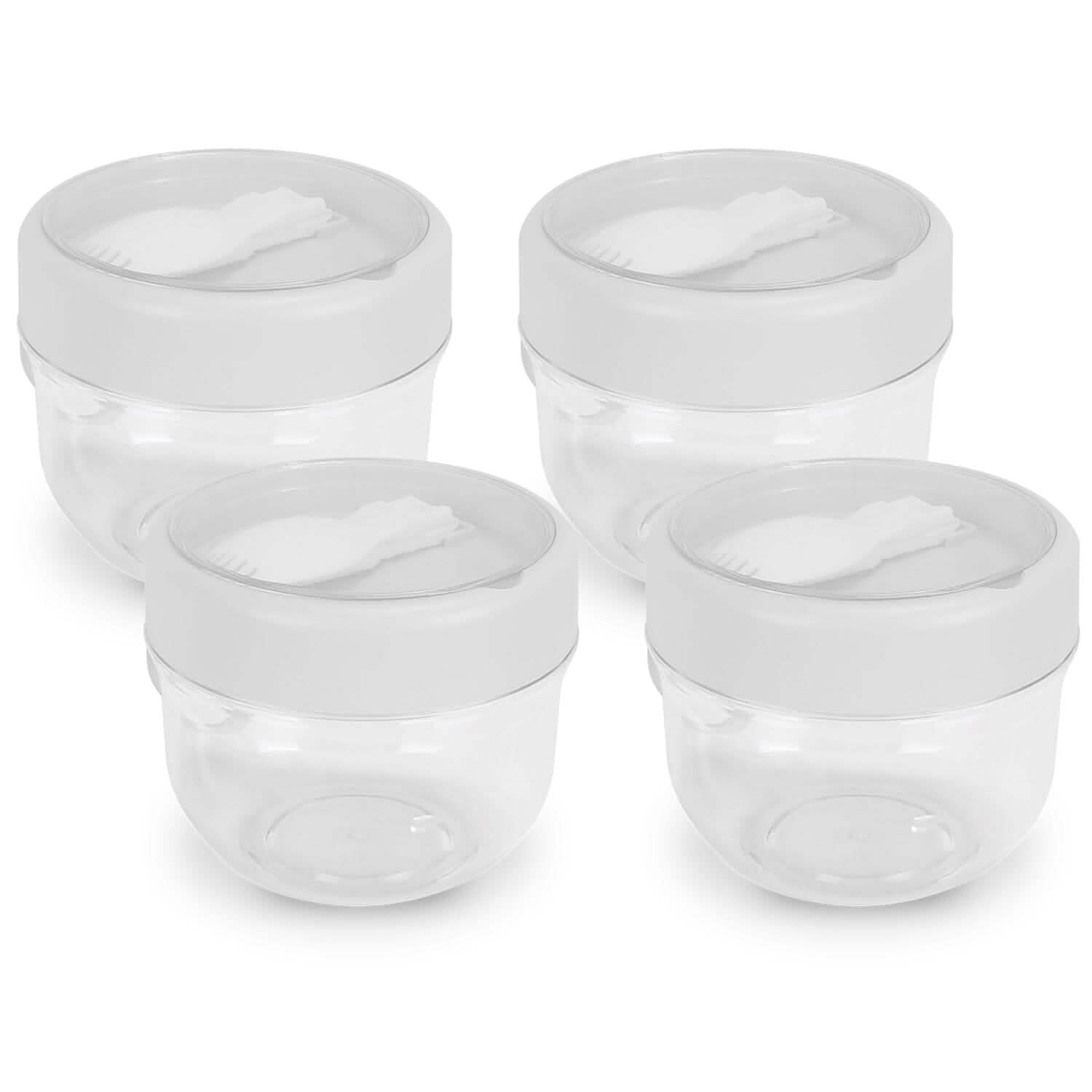 4-Piece: 20 Oz Oat Containers with Lids and Folding Spoons Kitchen Storage - DailySale