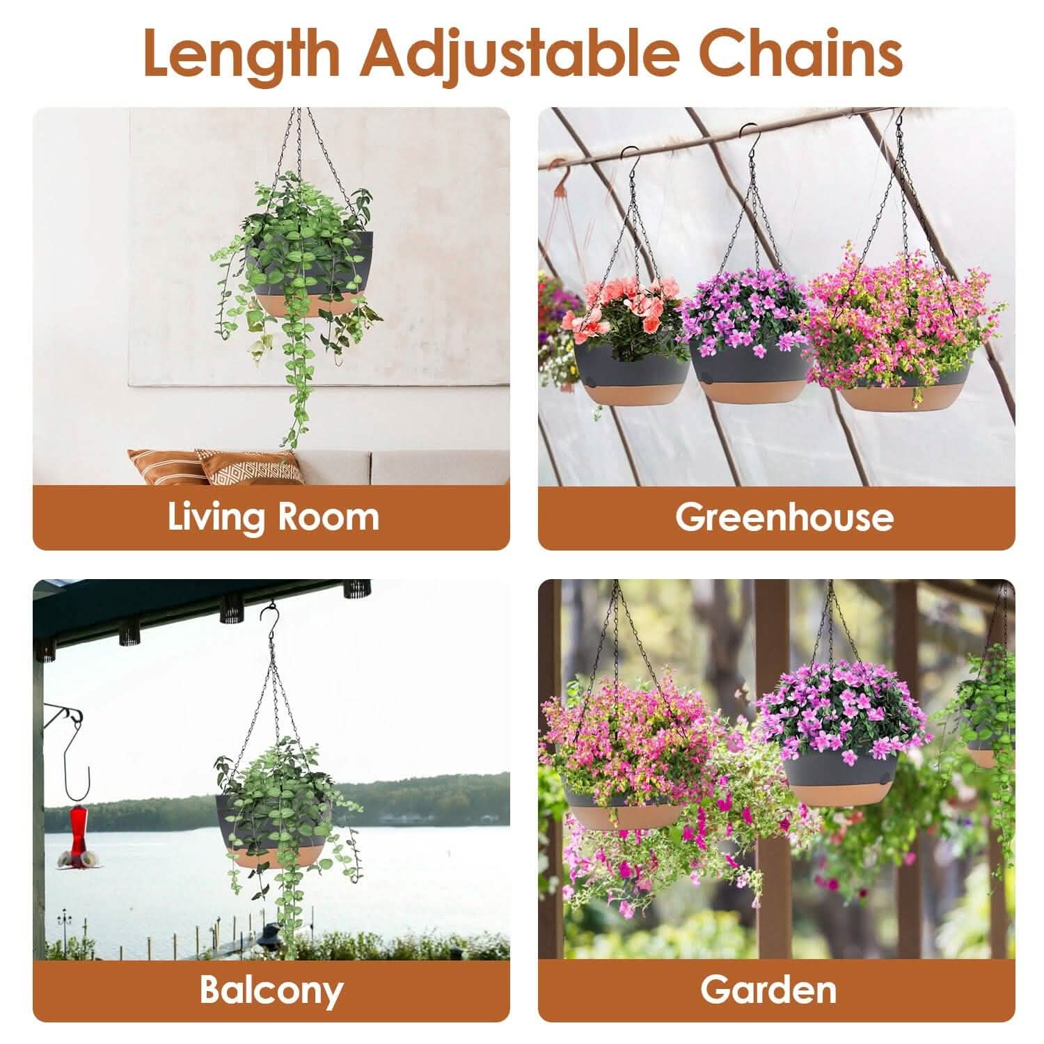 4-Piece: 9.64" Diameter Hanging Planter with Drainage Holes Garden & Patio - DailySale