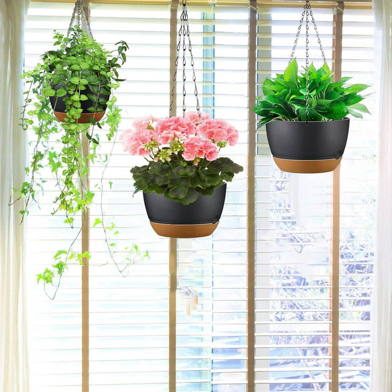 4-Piece: 9.64" Diameter Hanging Planter with Drainage Holes Garden & Patio - DailySale