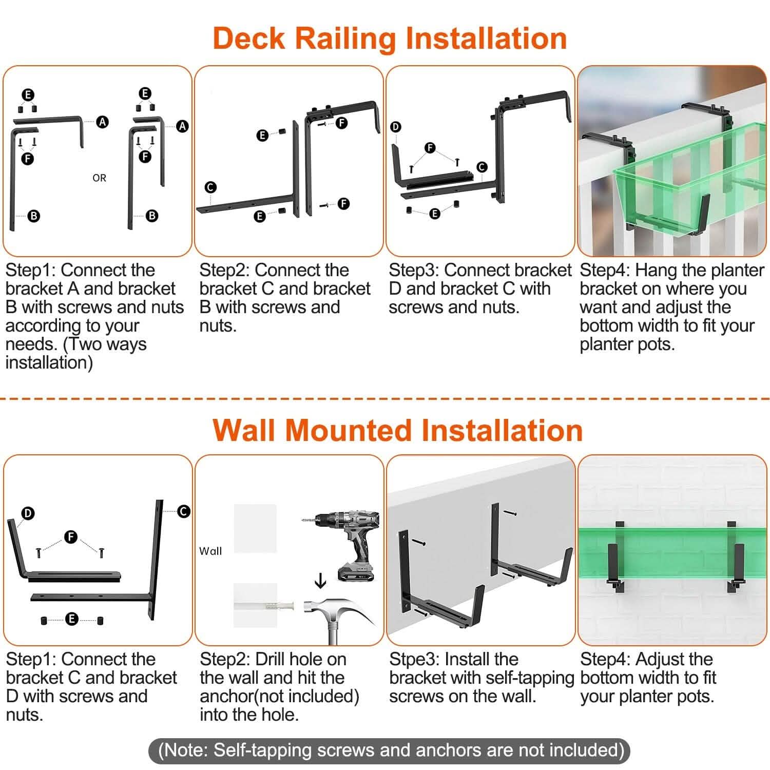 4-Piece: Adjustable Planter Box Brackets Garden & Patio - DailySale