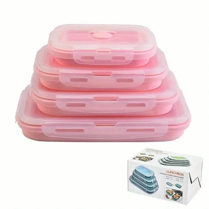 4-Piece Set: Plastic Food Storage Containers With Lids Kitchen Storage Pink - DailySale