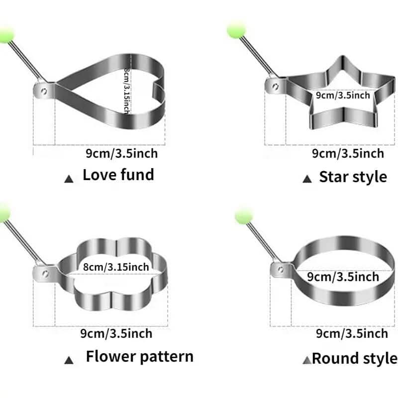 4-Piece Set: Stainless Steel Creative Egg Ring Molds Kitchen Tools & Gadgets - DailySale