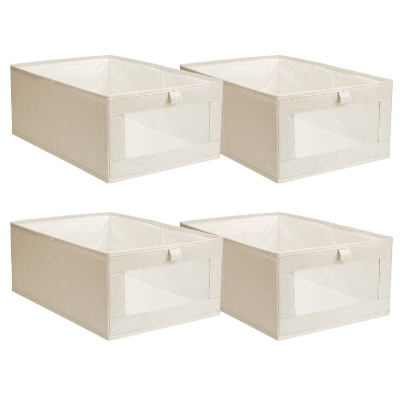 4-Pieces: Foldable Linen Clothing Storage Bin with Visible Clear Window Closet & Storage - DailySale