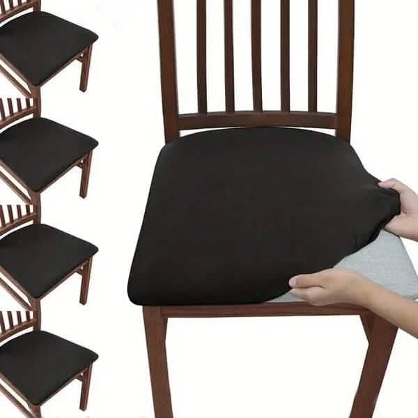 4-Pieces: Solid Color Brushed High Elastic Chair Cover Furniture & Decor Black - DailySale