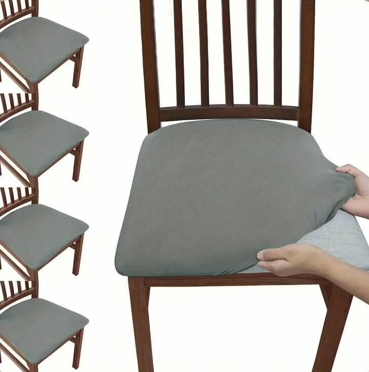 4-Pieces: Solid Color Brushed High Elastic Chair Cover Furniture & Decor Gray - DailySale