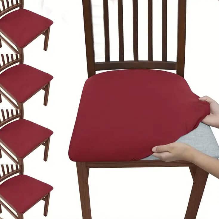 4-Pieces: Solid Color Brushed High Elastic Chair Cover Furniture & Decor Red - DailySale