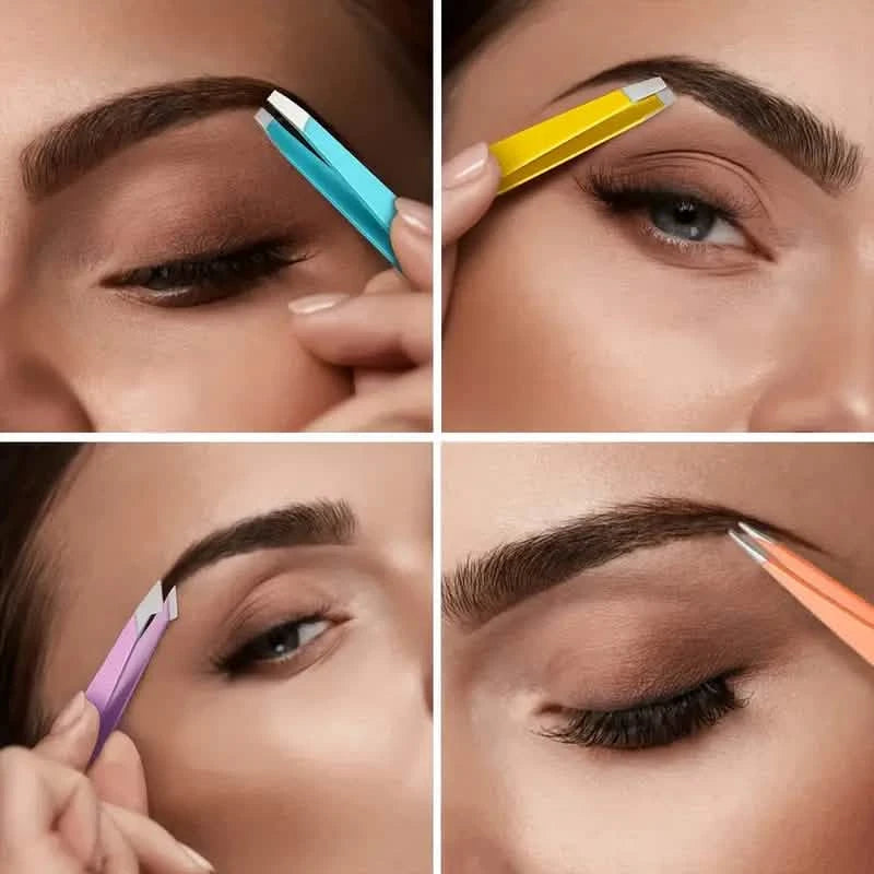 4-Pieces: Tweezers For Eyebrows, Straight, Slant, Angled and Pointy Tip Beauty & Personal Care - DailySale