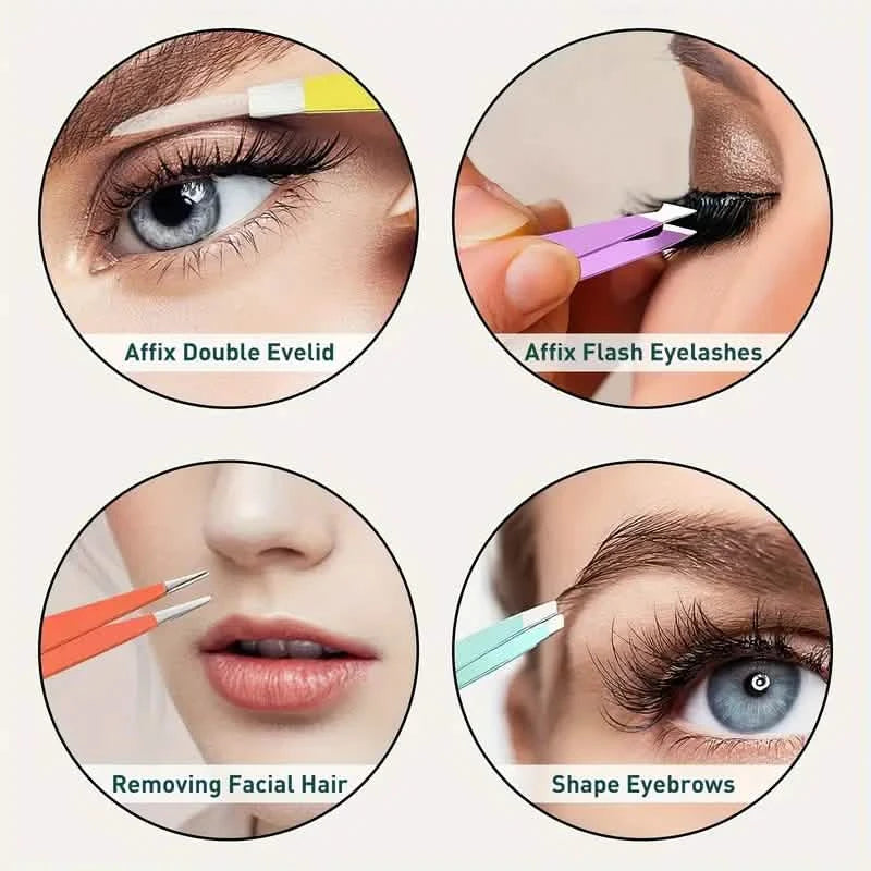 4-Pieces: Tweezers For Eyebrows, Straight, Slant, Angled and Pointy Tip Beauty & Personal Care - DailySale