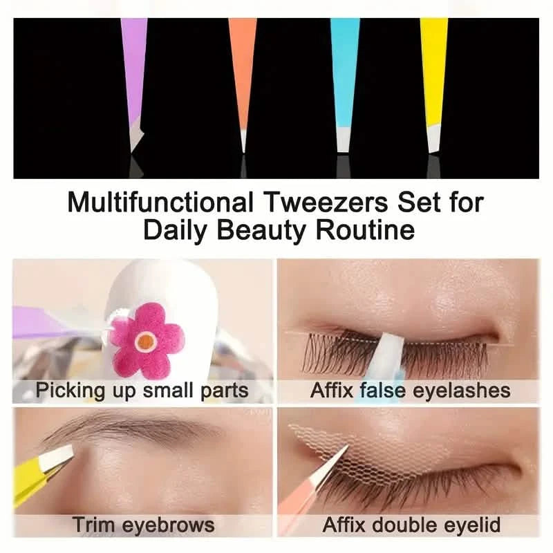 4-Pieces: Tweezers For Eyebrows, Straight, Slant, Angled and Pointy Tip Beauty & Personal Care - DailySale