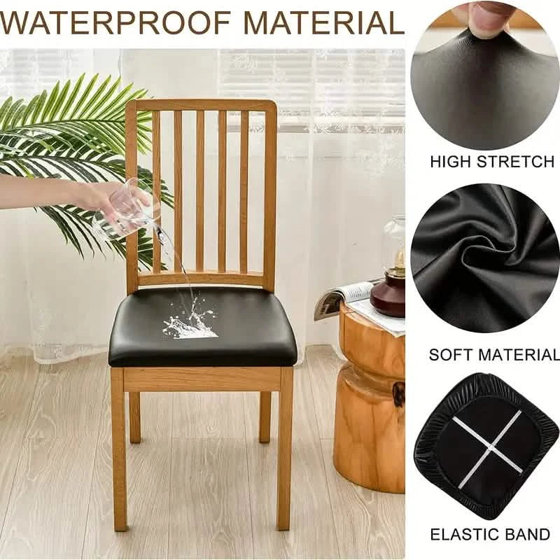 4-Pieces: Waterproof Removable Upholstered Leather Dining Chair Slipcovers Furniture & Decor - DailySale