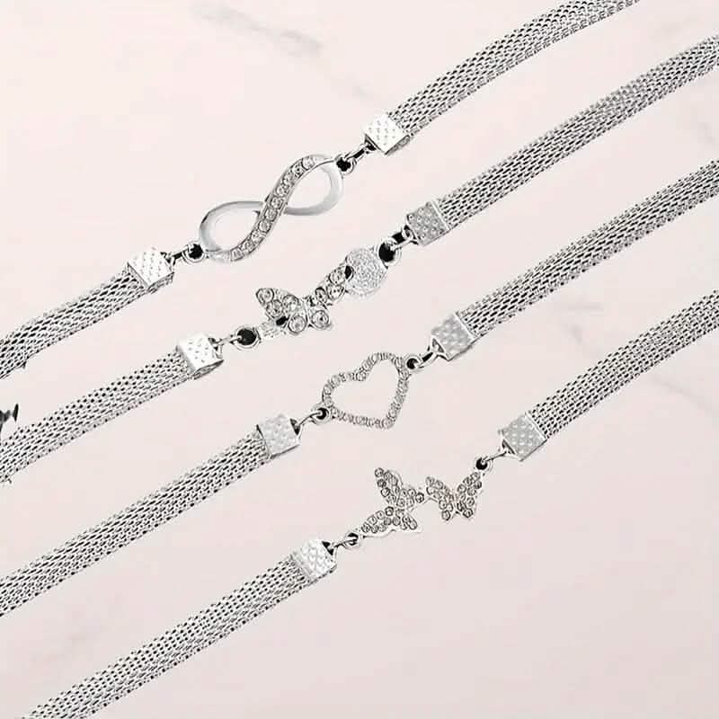 4-Pieces: Wide Edge Chain Anklets Set Bracelets - DailySale