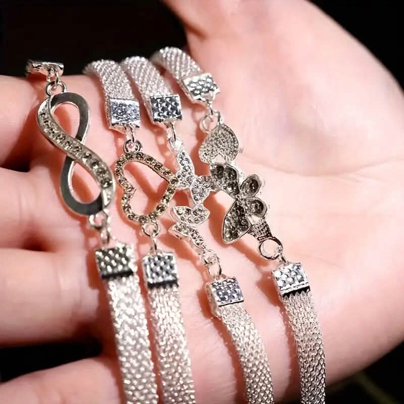 4-Pieces: Wide Edge Chain Anklets Set Bracelets - DailySale