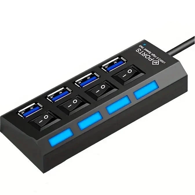 4-Port USB Switch Universal Hub Batteries & Power Accessories Black - DailySale