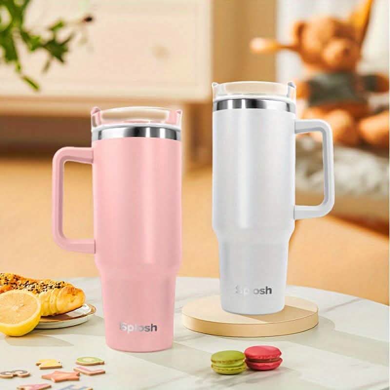 40 Oz Insulated Coffee Tumbler with Handle and Straw Sports & Outdoors - DailySale