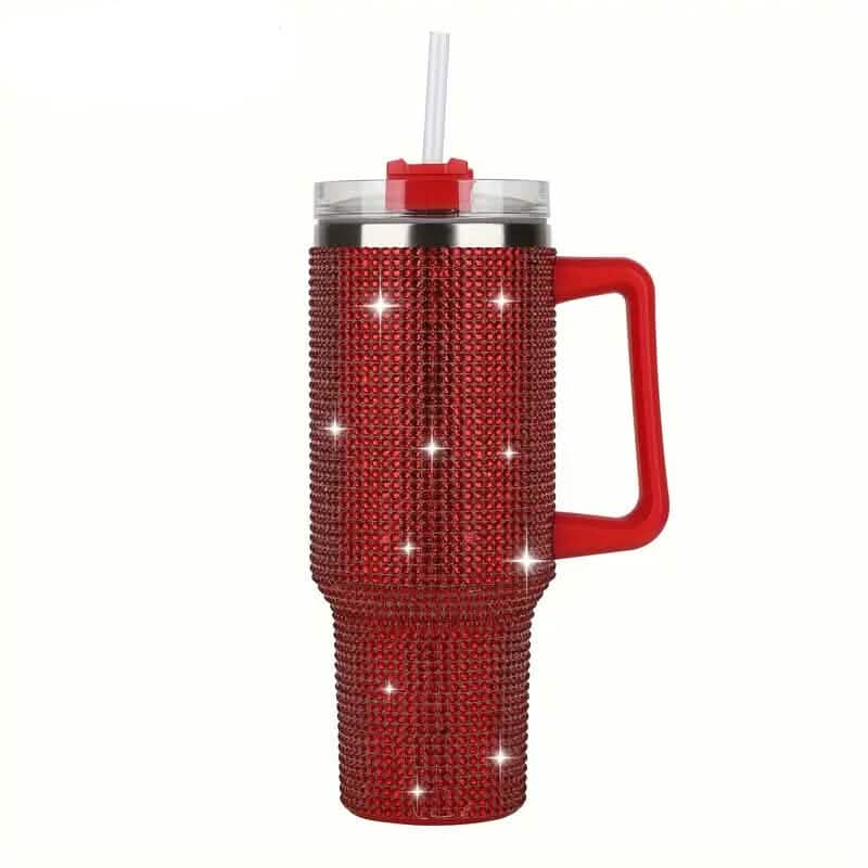 40 Oz Super Sparkly Rhinestone Bling Tumbler Sports & Outdoors Red - DailySale