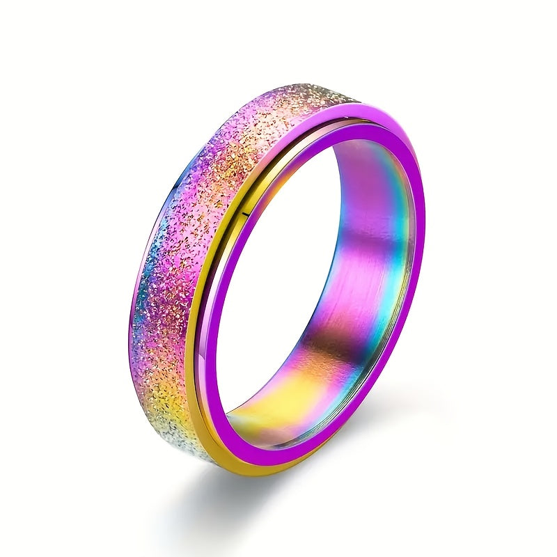 Rainbow frosted spinner ring