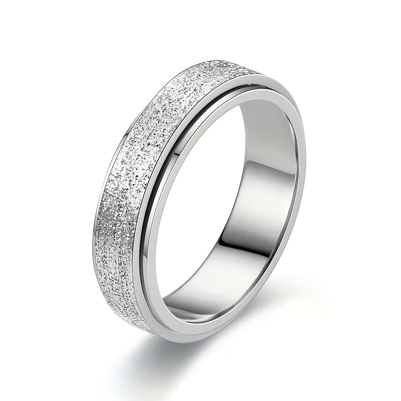 Silver frosted spinner ring