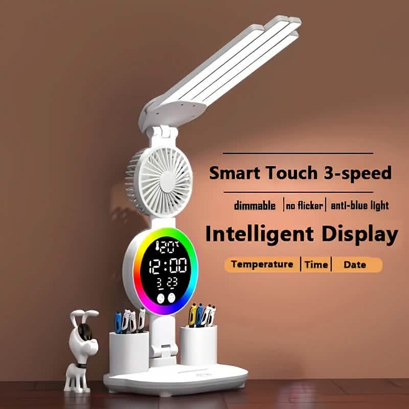 Smart Touch LED Desk Lamp – USB Powered, Dual Head, Dimmable, Color Changing